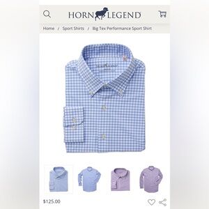Horn Legend Men's Blue Check Button-Down Dress Shirt Size L